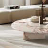 Coffee Table, Polished Surface, Genuine Stone, Designer Living Room Table - Pink - Image 6