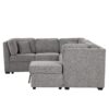 U-Shaped Sectional Sofa Pull Out Sofa Bed With Two USB Ports, Two Power Sockets, Three Back Pillows And A Storage Chaise For Living Room - Light Gray - Image 19