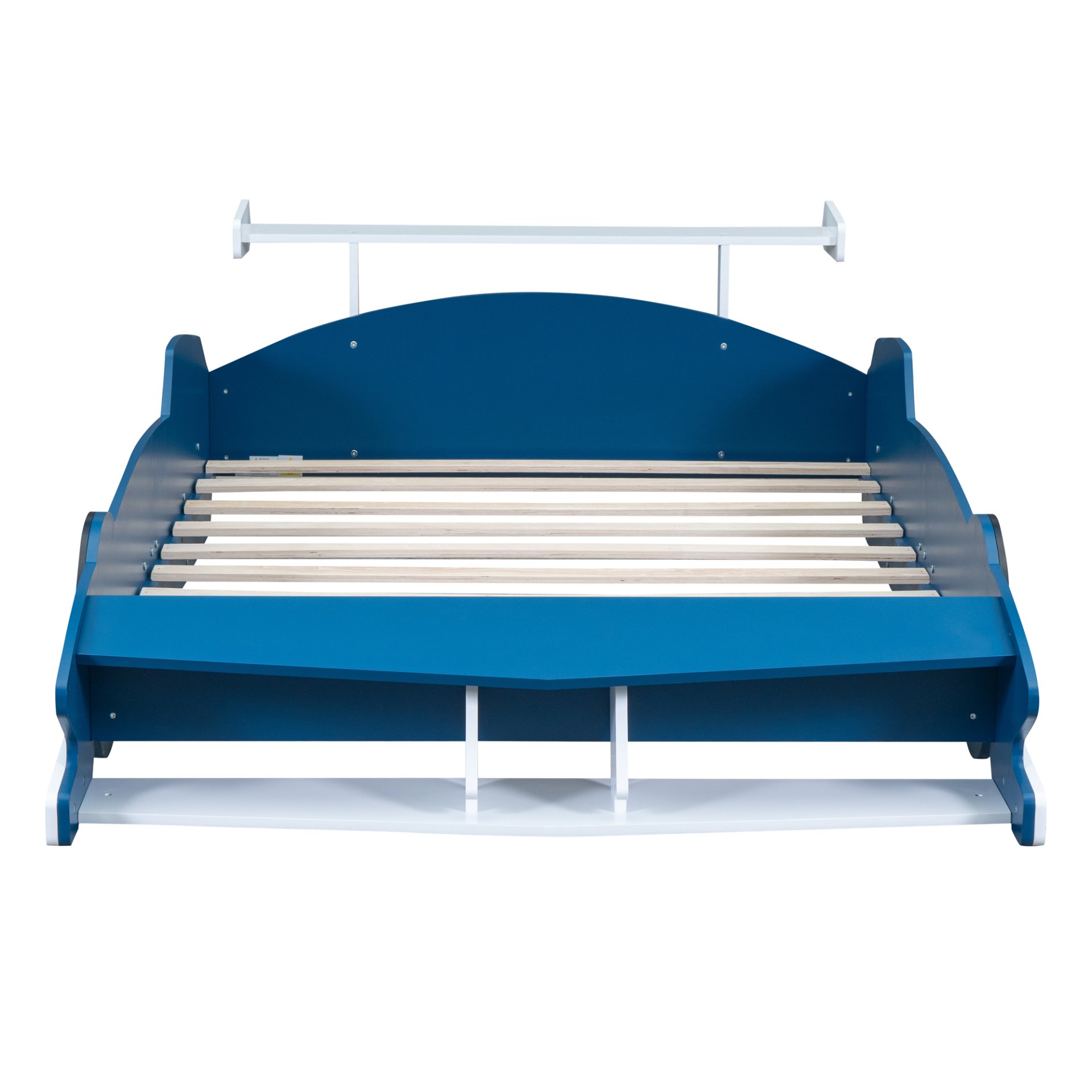 Full Size Race Car Shaped Platform Bed With Wheels - Blue - Image 9