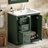 Bathroom Vanity With Ceramic Sink Combo, Frame Bathroom Storage Cabinet, Freestanding Vanity Set With 3 Drawers & Soft Closing Doors - Green - Image 24