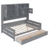 Full Size Daybed With 2 Drawers And All In One Cabinet And Shelf - Gray - Image 5