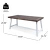 Outdoor Sandblast Acacia Wood Dining Table With Rustic Metal Frame, Weather Resistant - Brown White - Image 3