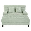 Chaise Bed Lounge Sofa Chair With Adjustable Backrest And LED Light Strip - Green - Image 7