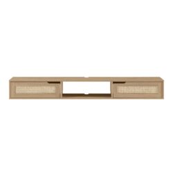 Modern Rattan Door Floating TV Stand For TVs Up To 80" - Coastal Oak