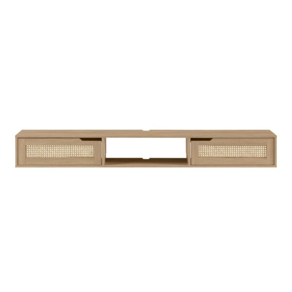 Modern Rattan Door Floating TV Stand For TVs Up To 80" - Coastal Oak