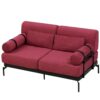 Modern Loveseat Sofa 59" Sofa Couch 2 Seater With USB Ports, Unique Cylindrical Armrests - Red - Image 13
