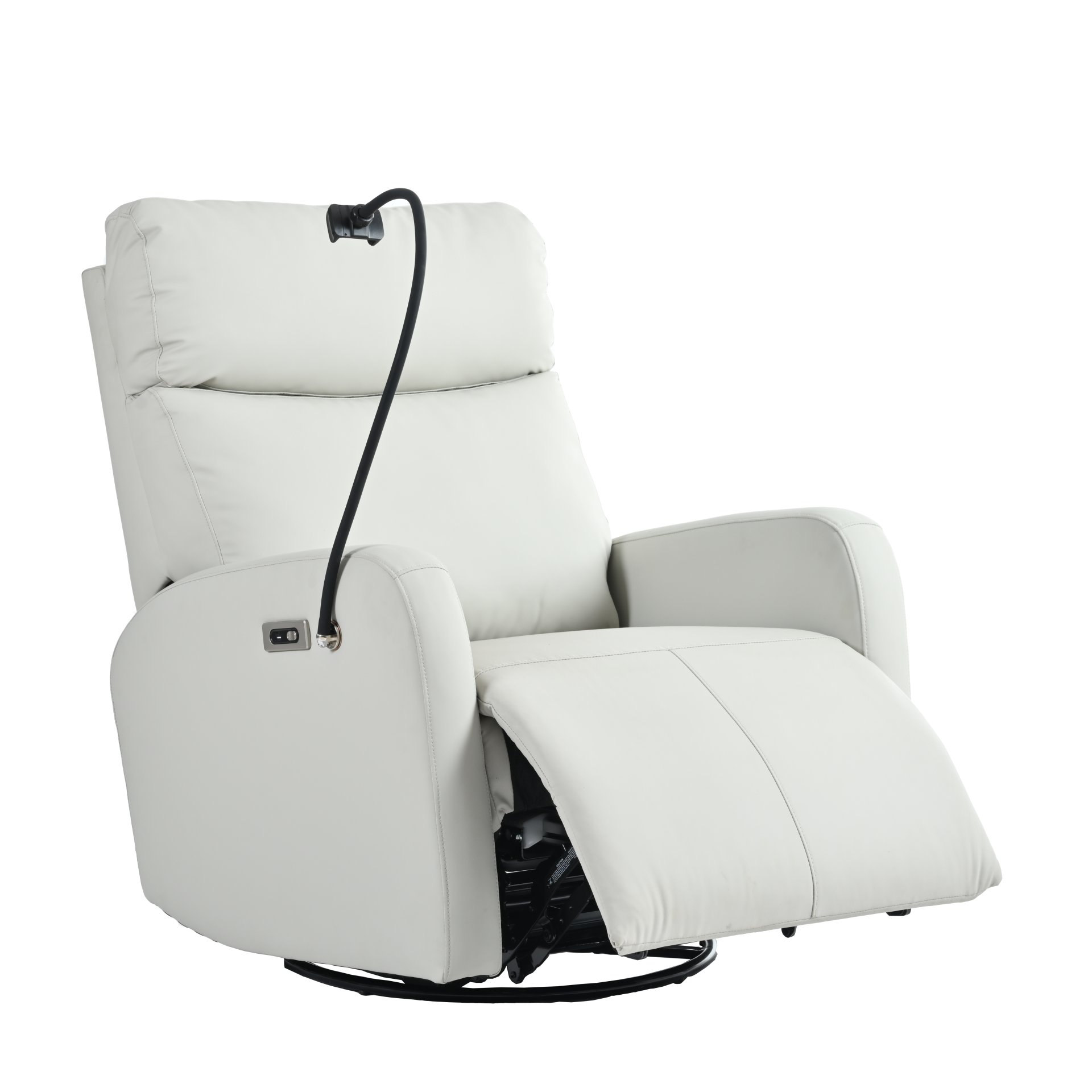31.5" 270 Power Swivel Rocker Recliner Chair, Electric Glider Reclining Sofa With USB Ports, Power Swivel Glider, Rocking Chair Nursery Recliners For Living Room Bedroom - Light Gray - Image 20