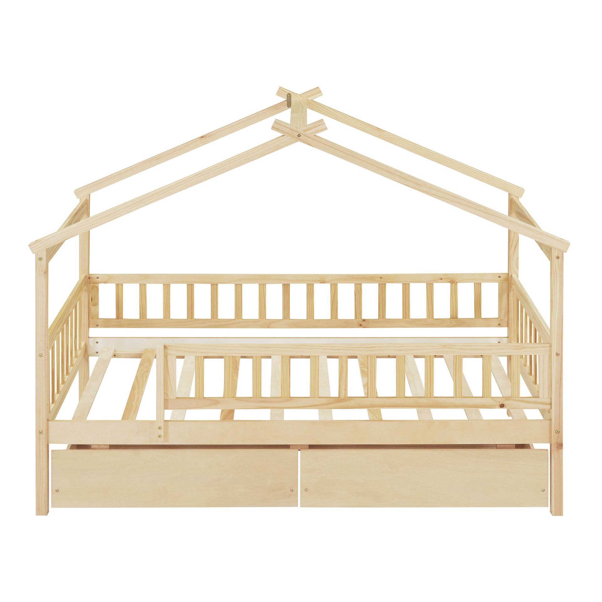 Twin Size House Bed With 2 Drawers - Natural - Image 11