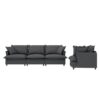 2 Piece Living Room Set With Throw Pillows Sectional Couch Sets, Upholstered 3 Seater Sofa & Armchair 4 Seat - Gray - Image 2