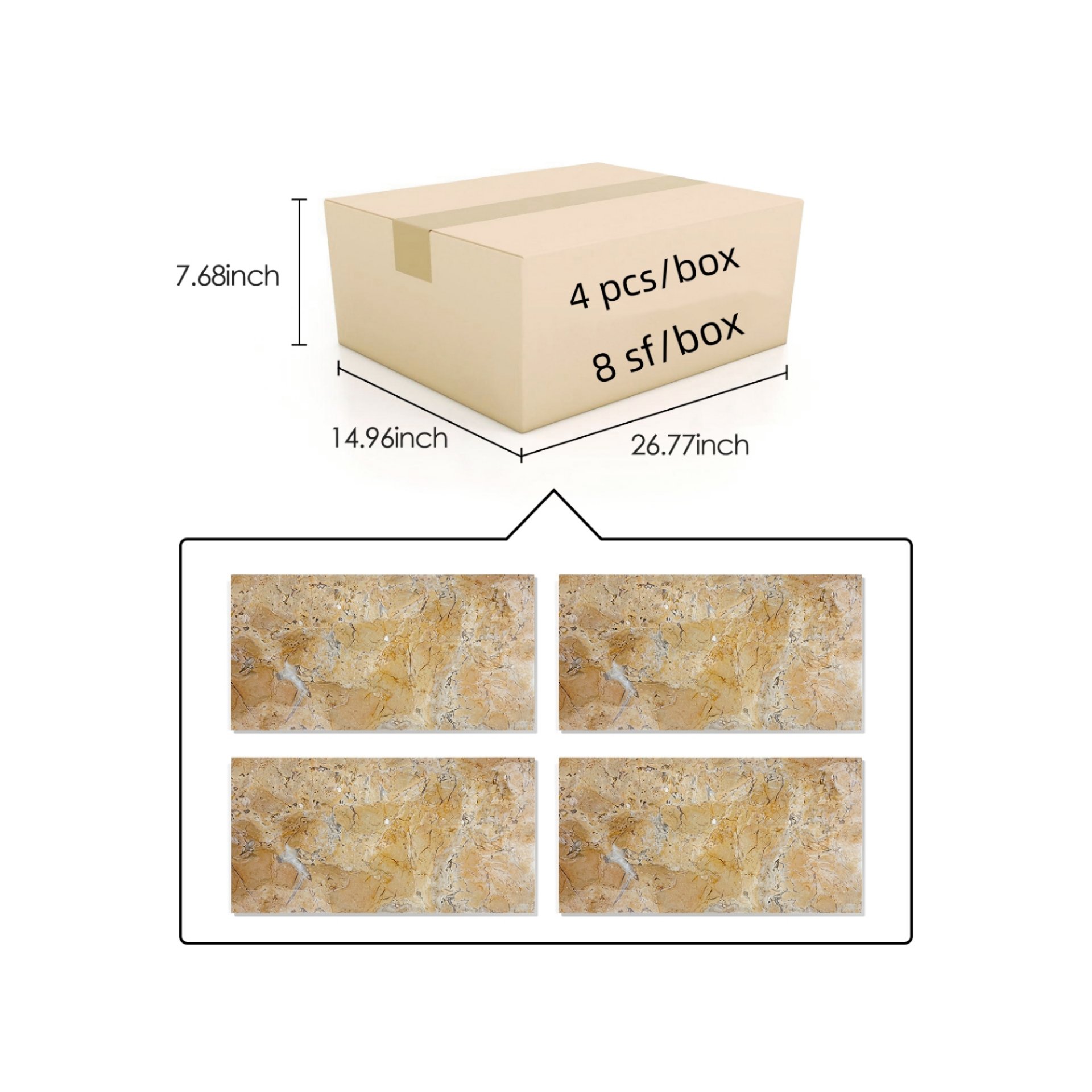 Marble For Floor And Wall Polished Marble Tile Stone (Set of 4) - Beige / Gold - Image 4