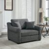 Modern Chenille Oversized Armchair, Chair And A Half, Single Sofa For Bedroom, Living Room, Wide - Gray - Image 2