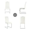Modern Dining Chairs With Faux Leather Padded Seat And Chrome Metal Legs For Kitchen, Living, Bedroom, Dining Room - White / Silver - Image 14