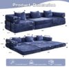 Convertible Floor Sofa Bed With Fixed Shape Frame, Boneless Modular Sectional Sofa, For Living Room - Dark Blue - Image 3