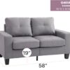 Versatile Casual Loveseat With Track Arms - Gray - Image 2
