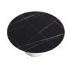 Modern Artificial Stone Round Plywood Base Dining Table, Can Accommodate 8 People, (Not Including Chairs) - Black / Beige - Image 5