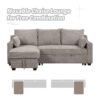Pull Out Sleeper Sofa L-Shaped Couch Convertible Sofa Bed With Storage Chaise, Storage Racks And USB Ports - Light Brown - Image 6
