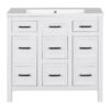 Bathroom Vanity Cabinet With Resin Integrated Sink 4 Drawers, 2 Doors - White - Image 15
