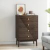 Modern 4 Drawer Dresser Chest For Living Room, Bedroom, Corridor Wooden Storage Cabinet - Walnut - Image 7