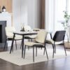 Dining Chairs Mid-Century Modern Retro Faux Leather Chair With Walnut Bentwood Back Upholstered Seat Metal Legs Adjustable Foot For Kitchen Dining Room Chairs (Set of 2) - Beige - Image 19