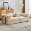 Convertible Floor Sofa Bed With Fixed Shape Frame, Loveseats Boneless Modular Sectional, For Living Room - Beige - Image 2