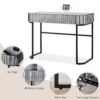 Mirrored Makeup Vanity Table With Stainless Steel Base, Mirrored Console Dressing Table With 2 Drawers, Versatile Desk For Bedroom And Office - Gray - Image 5