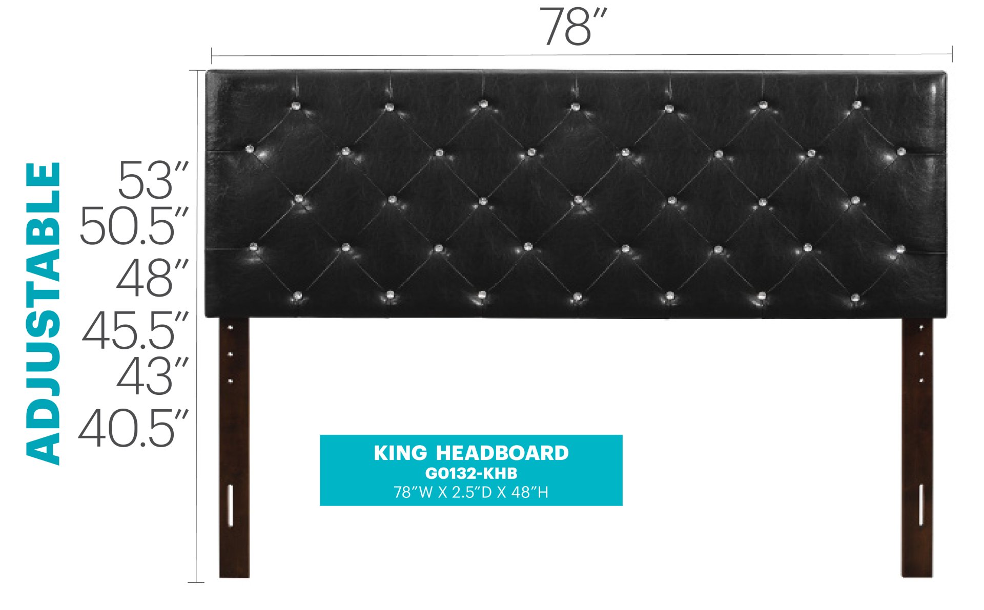 Super Nova - King Headboard - Black - Image 4