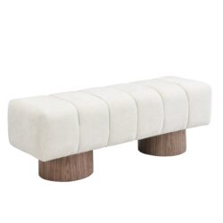 Upholstered Entryway Bench Ottoman - Beige