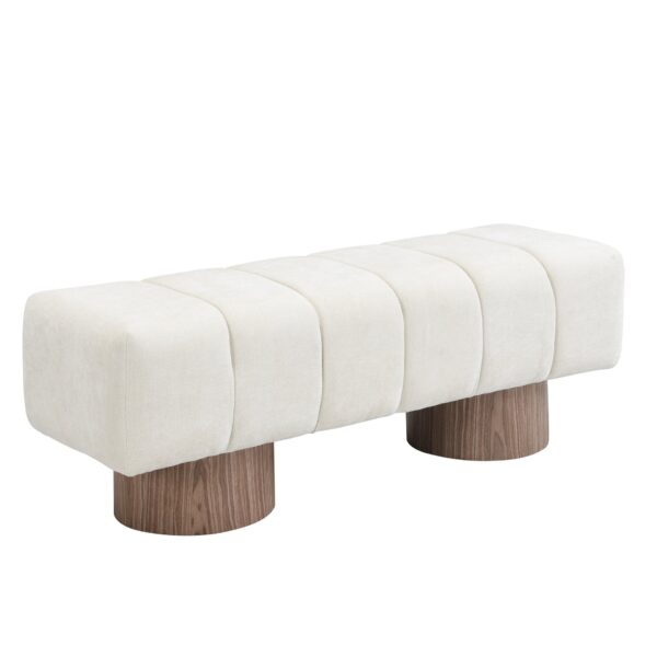 Upholstered Entryway Bench Ottoman - Beige