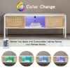 Rattan TV Cabinet With Variable Color Light Strip, Double Sliding Doors For Storage, Adjustable Shelf, Metal Legs, TV Console For Living Room - White - Image 8
