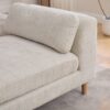 Modern Upholstered End Of Bed Bench With Armrests, Chenille Chaise Lounge Couch With Bolster Pillows, Rubberwood Legs - Beige - Image 8