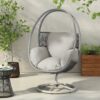 Reno - Outdoor Wicker Swivel Lounge Chair - Light Gray - Image 9