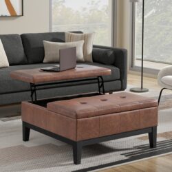 Dover - Lift Top Coffee Table Storage Ottoman - Brown