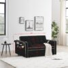 Modern Convertible Sleeper Sofa Couch With Pull Out Bed With Pillows & Side Pockets For Small Space, Living Room - Black - Image 3