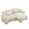 Modern Oversized Velvet 2 Seater Sofa With Ottoman And Bolster Armrests - Cream - Image 6