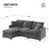 Modern, Modular Sofa, 4 Seat Chenille Sectional Couch Set With 2 Pillows Included, Freely Combinable Indoor Funiture - Black / Gray - Image 22