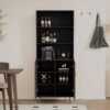 Accent Storage Cabinet With Doors, Bar Cabinet Buffet Cabinet With Storage For Living Room, Hallway, Kitchen - Brown / Light Gray - Image 2