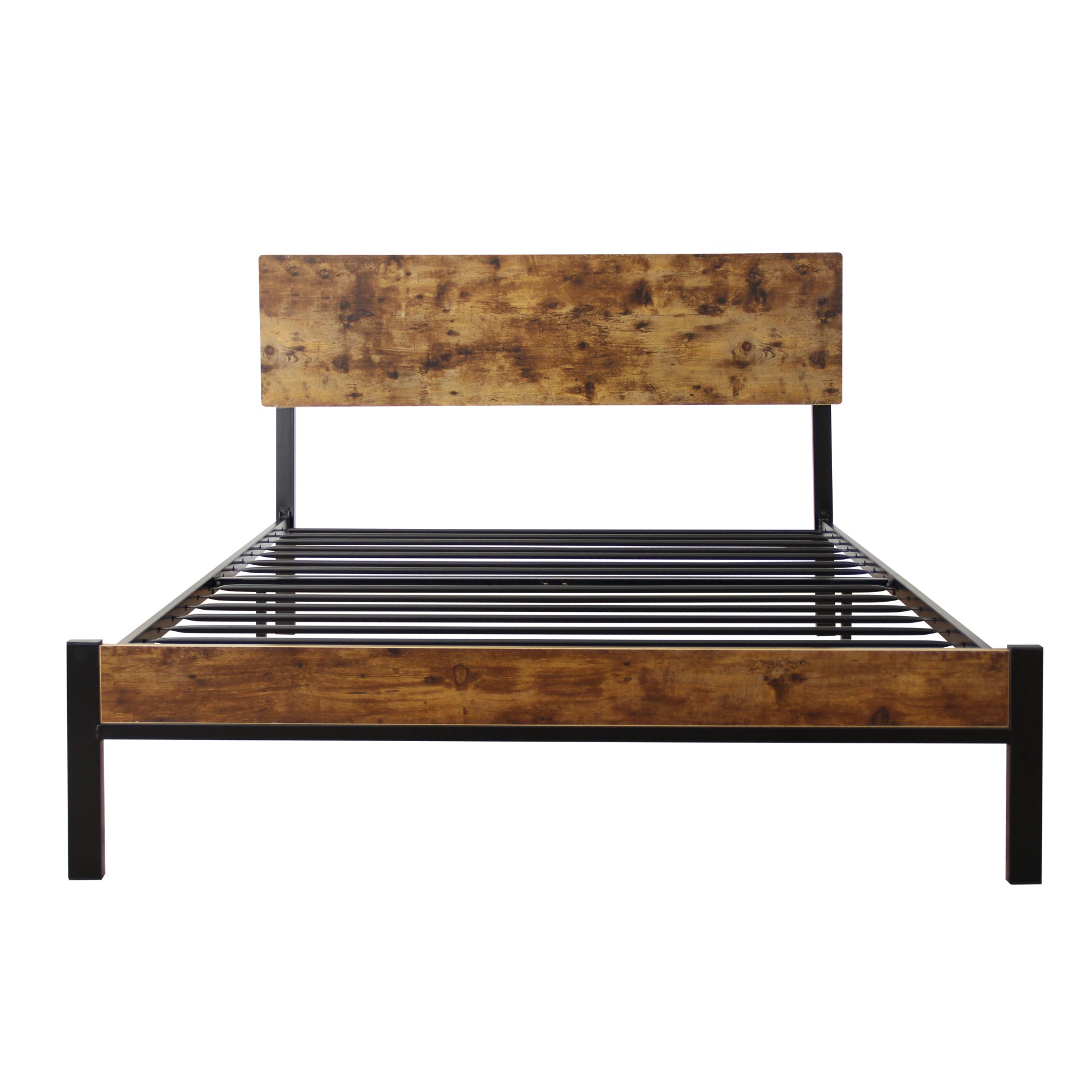 Modern Twin Size Metal Bed Frame Sturdy System Metal & Wood - Black - Image 4