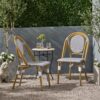 French Bistro Chair Set Outdoor Cafe Style - White / Gray - Image 2