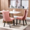 Nikki - Modern, High-End Tufted Solid Wood Contemporary Velvet Upholstered Dining Chair With Wood Legs Nailhead Trim (Set of 2) - Pink - Image 14