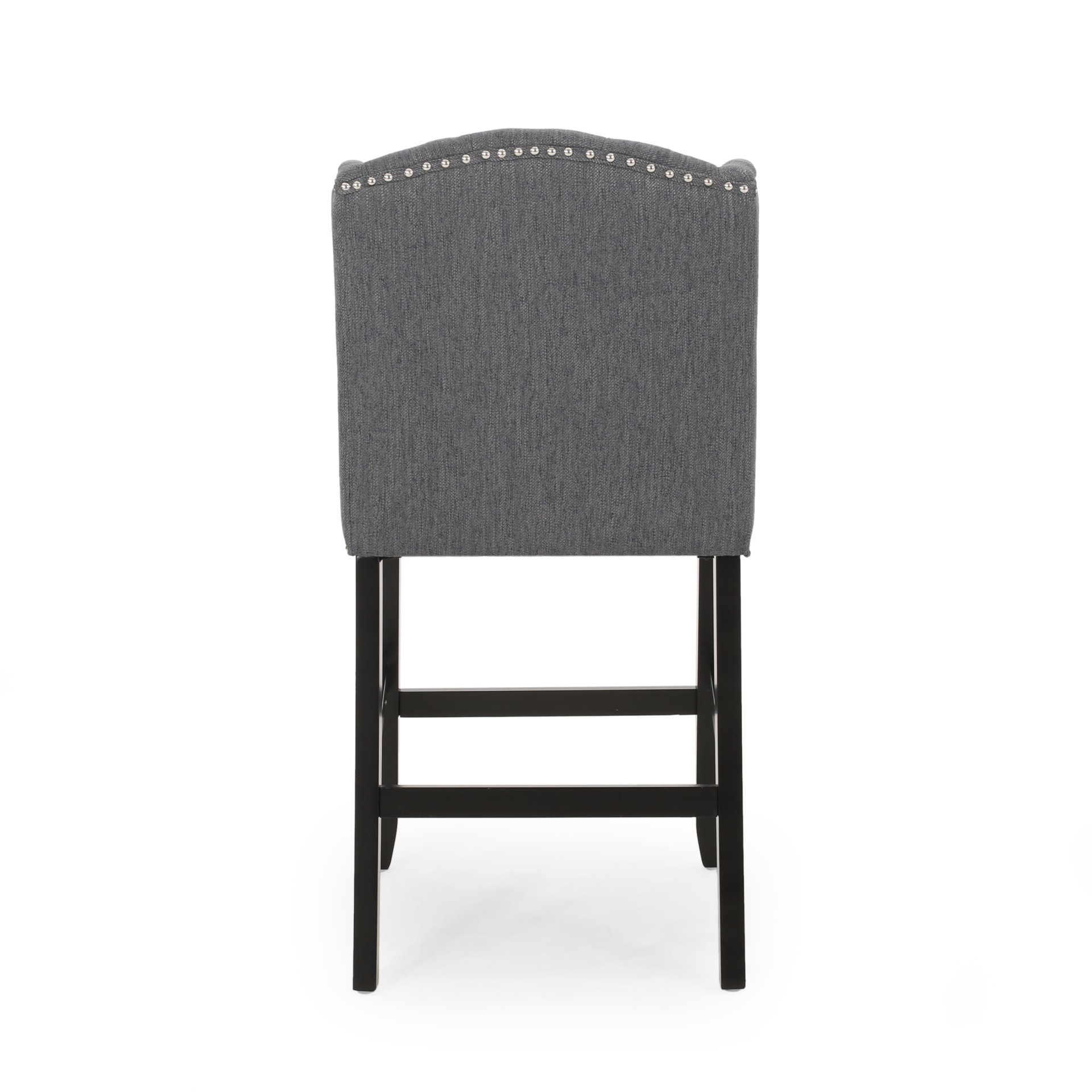 Vienna - Contemporary Fabric Tufted Wingback 27" Counter Stools, (Set of 2) - Charcoal / Dark Brown - Image 10