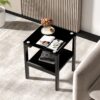 Tempered Glass End Table With 2 Layer, Small Side Table For Living Room - Black - Image 5