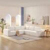 Modular L Shaped Sectional Sofa, Luxury Floor Couch Set, Upholstered Indoor Furniture, Foam - Filled Sleeper Sofa Bed 5 Pieces Free Combination - Beige - Image 13