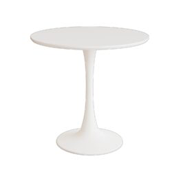 Mid Century Round Dining Table With Table Top & Pedestal Base For 2 - 4 People - White