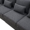 4 Seater Modern Linen Sofa With Armrest Pockets And 4 Pillows, Minimalist Style Couch - Dark Gray - Image 9