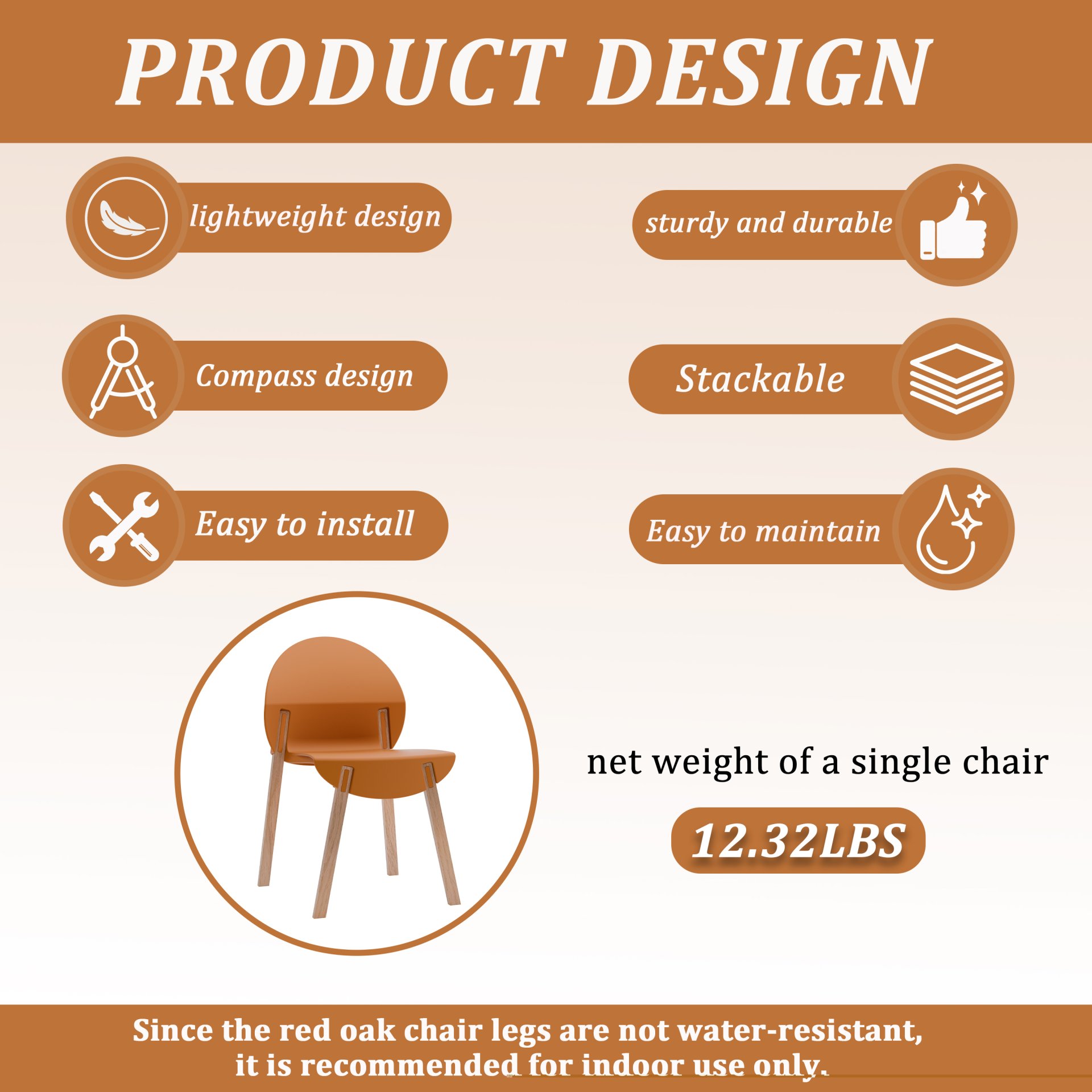 4 Piece Set Of Single Chairs With A Design Combining Modern And Traditional Elements, Durable And Comfortable - Tropical Orange - Image 7