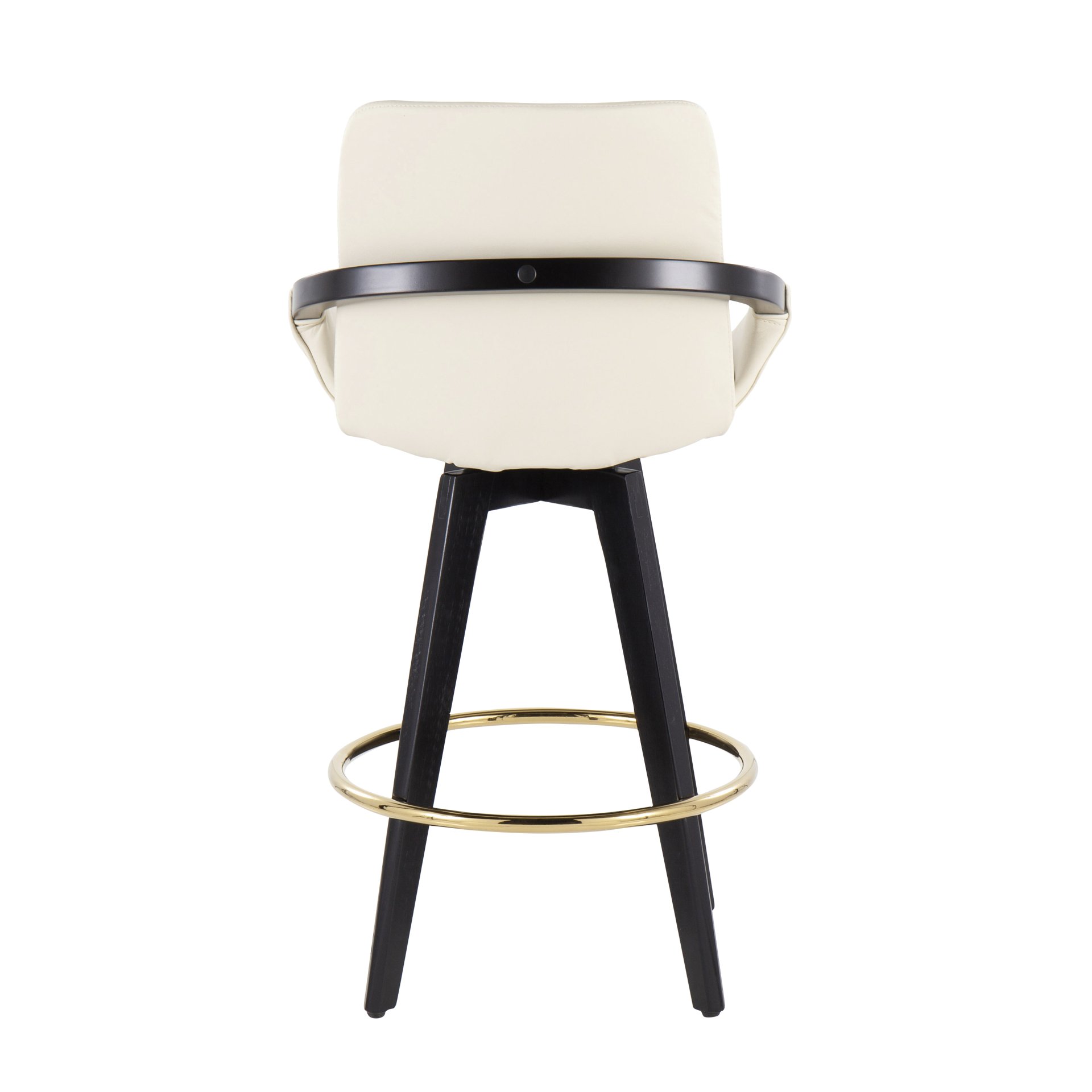 Cosmo - Contemporary Fixed Height Counter Stool With Swivel With Round Footrest (Set of 2) - Black / Cream - Image 5