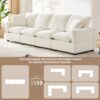 Modern, Modular Sofa, 4 Seat Chenille Sectional Couch Set With 2 Pillows Included, Freely Combinable Indoor Funiture - White - Image 17