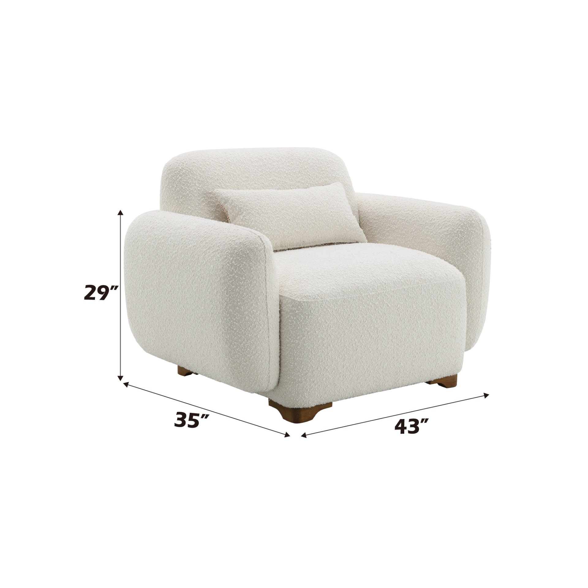 Darius - Boucle Accent Chair With 1 Toss Pillow - Beige - Image 2