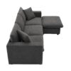 Modern Sectional Sofa, L-Shaped Couch Set With 2 Free Pillows, 4 Seat Polyester Fabric Couch Set With Convertible Ottoman - Dawn Gray - Image 6