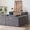 Corduroy Modular L Shaped Sectional Sofa, Luxury Floor Couch Set, 4 Piece Free Combination - Gray - Image 18